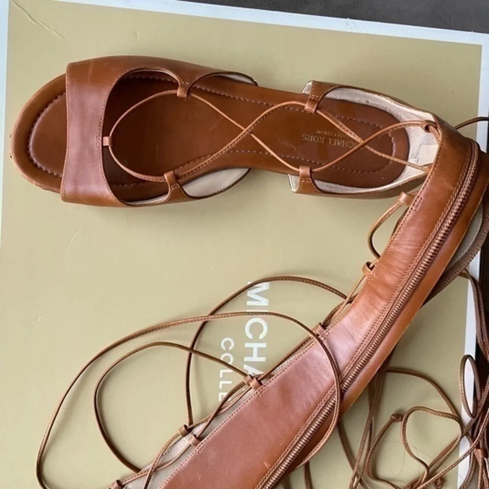 Michael Kors Birdie leather lace-up Gladiator sandals in brown  Authentic